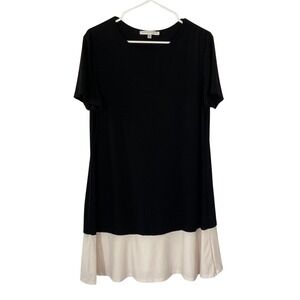 Annalee + Hope Womens XL Black Colorblock‎ Short Sleeve Shift Dress Made USA